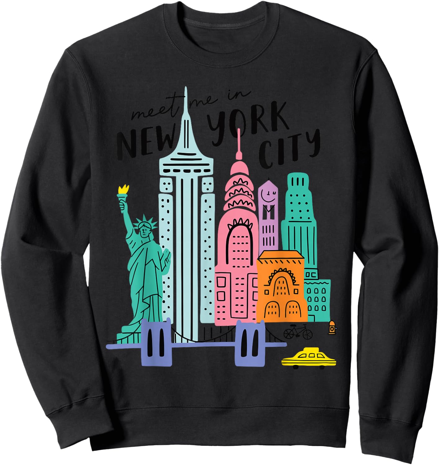 Meet me in New York - Mignon État américain Voyage Retro Sweatshirt - Sweatshirt | Black
