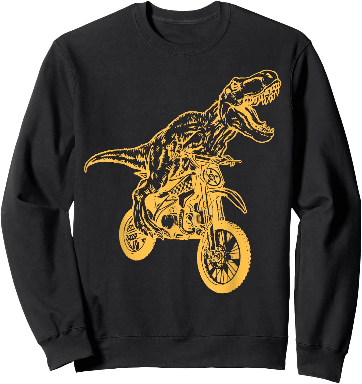Motocross Dinosaur Dirtbike Dino - Dirt Bike Dinosaur Sweatshirt - Sweatshirt | Black