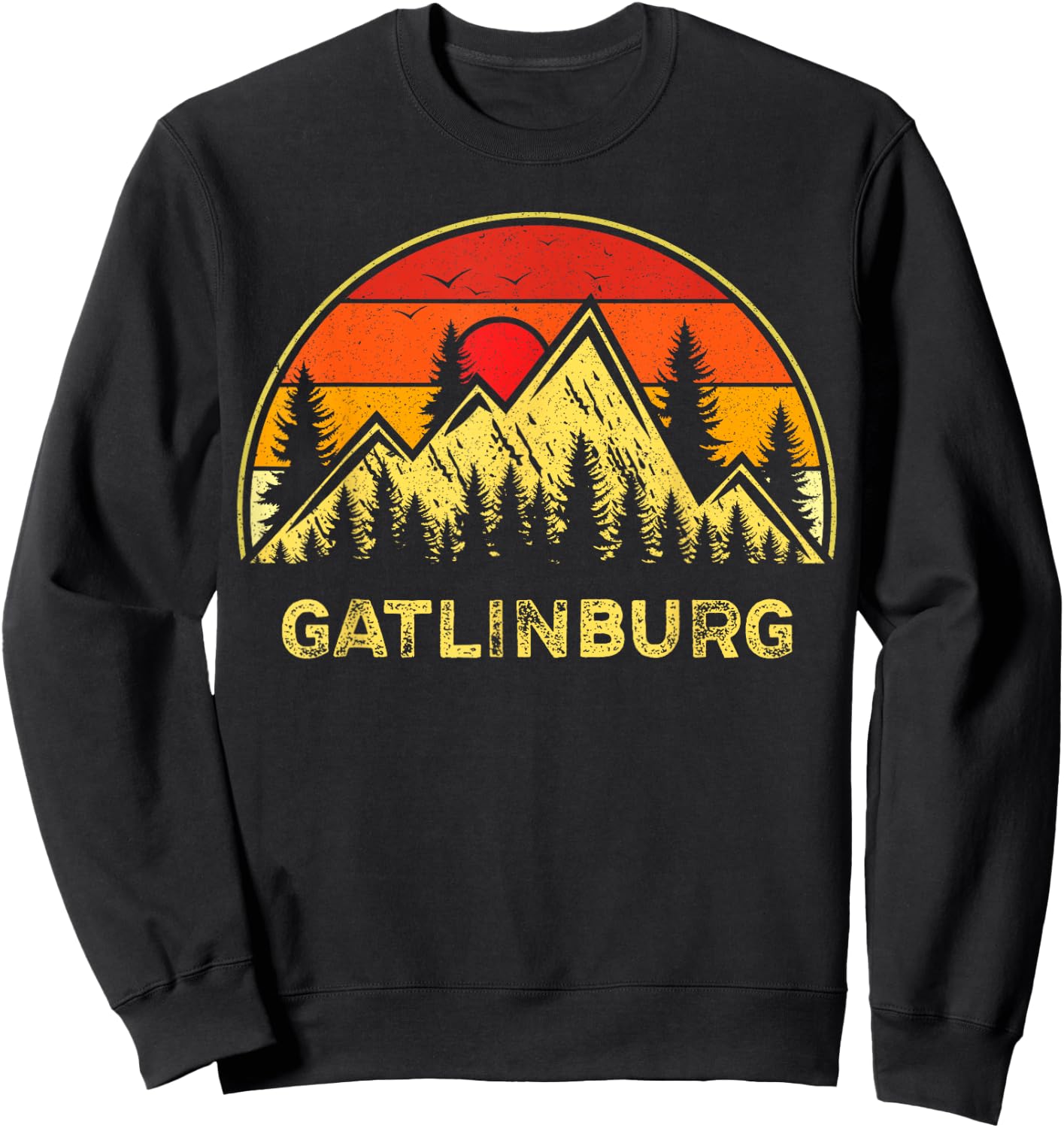 Vintage Gatlinburg Tennessee TN Mountains Hiking Souvenir Sweatshirt - Sweatshirt | Black