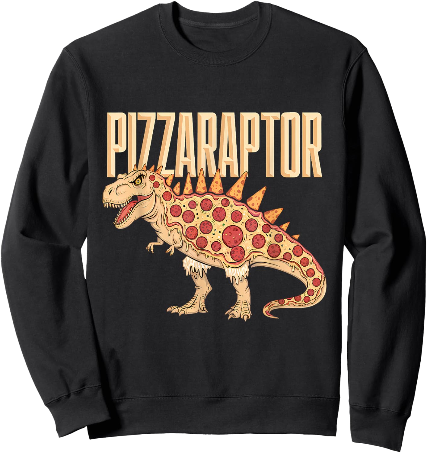 Pizza T-Rex Dino Fast Food Funny Pizza Dinosaur Sweatshirt - Sweatshirt | Black