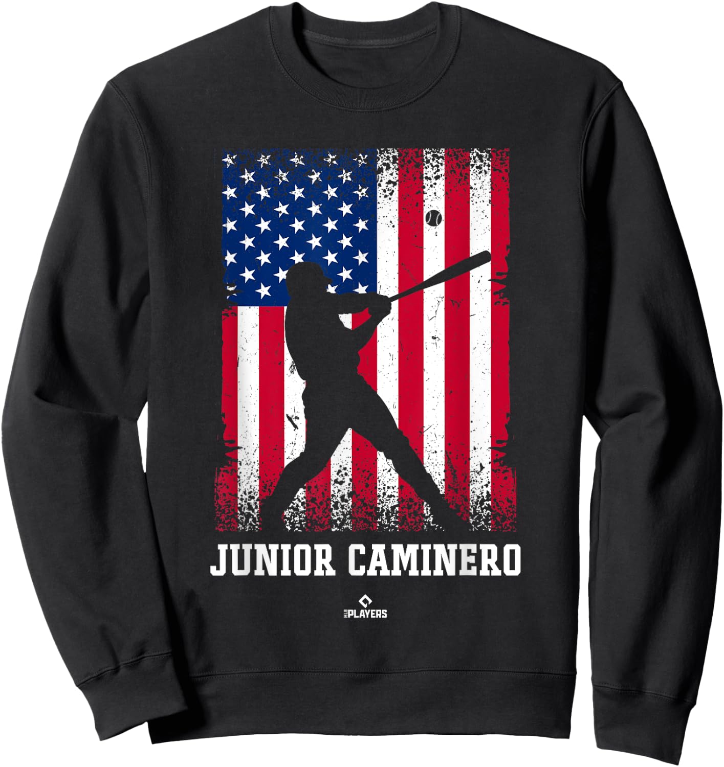 American Flag Swing Junior Caminero Prospect Baseball Fan Sweatshirt - Sweatshirt | Black