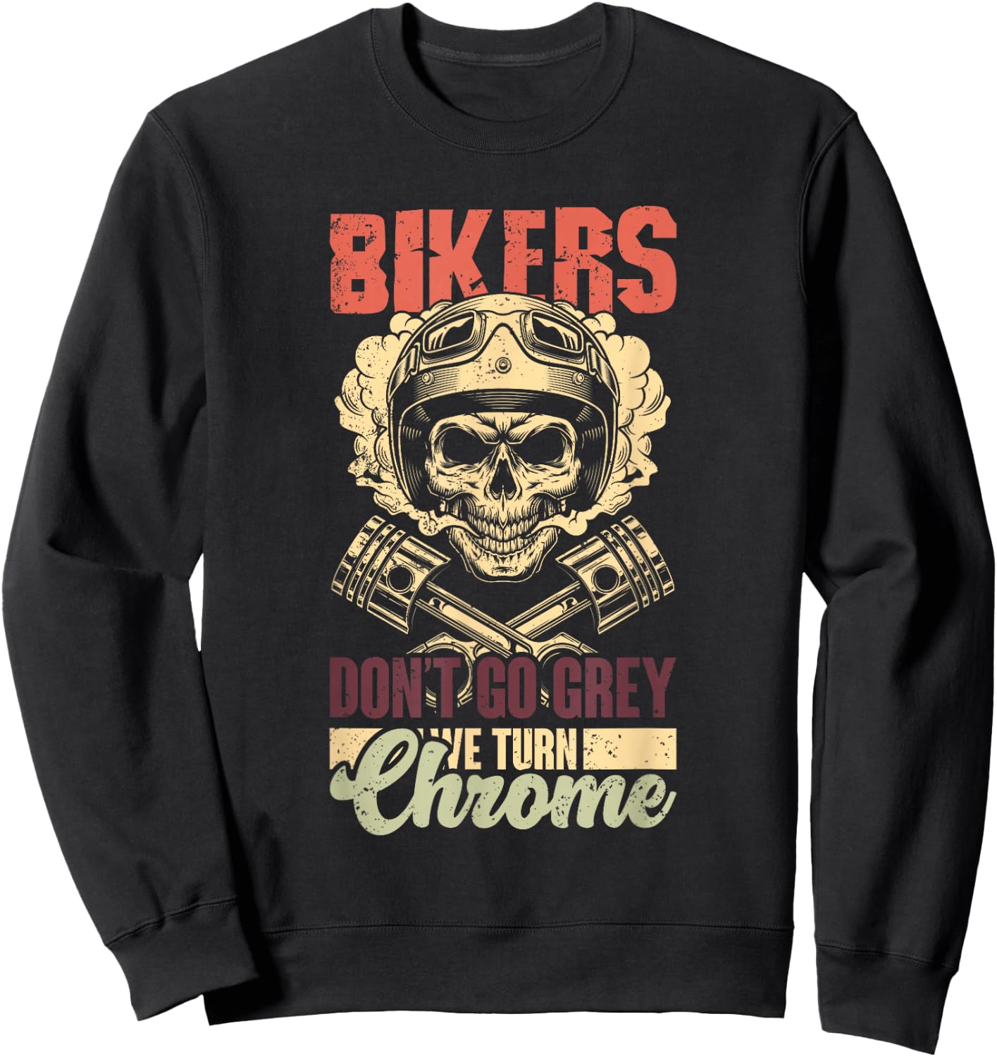 Motorcycle Skull Helmet Gift A Man Biker Biker , Black, S Sweatshirt - Sweatshirt | Black