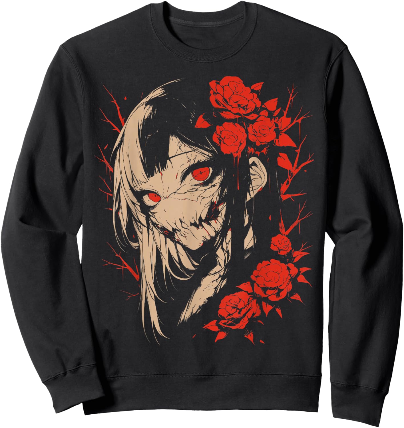 Horror Anime Manga | Japan Japanese Creepy Kawaii Goth Sweatshirt - Sweatshirt | Black