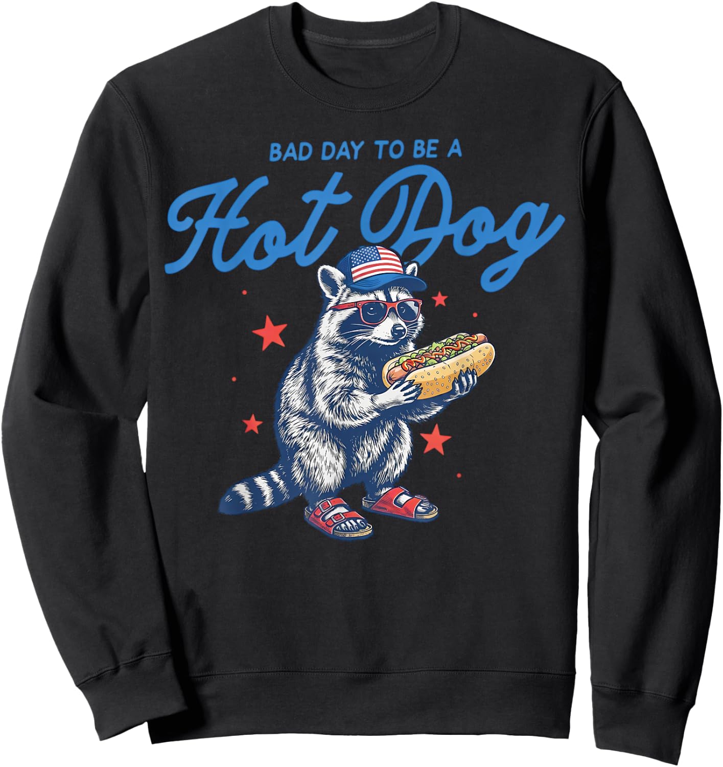 Bad Day to Be A Hotdog Funny Raccoon Merica 4th of July Kids Sweatshirt - Sweatshirt | Black