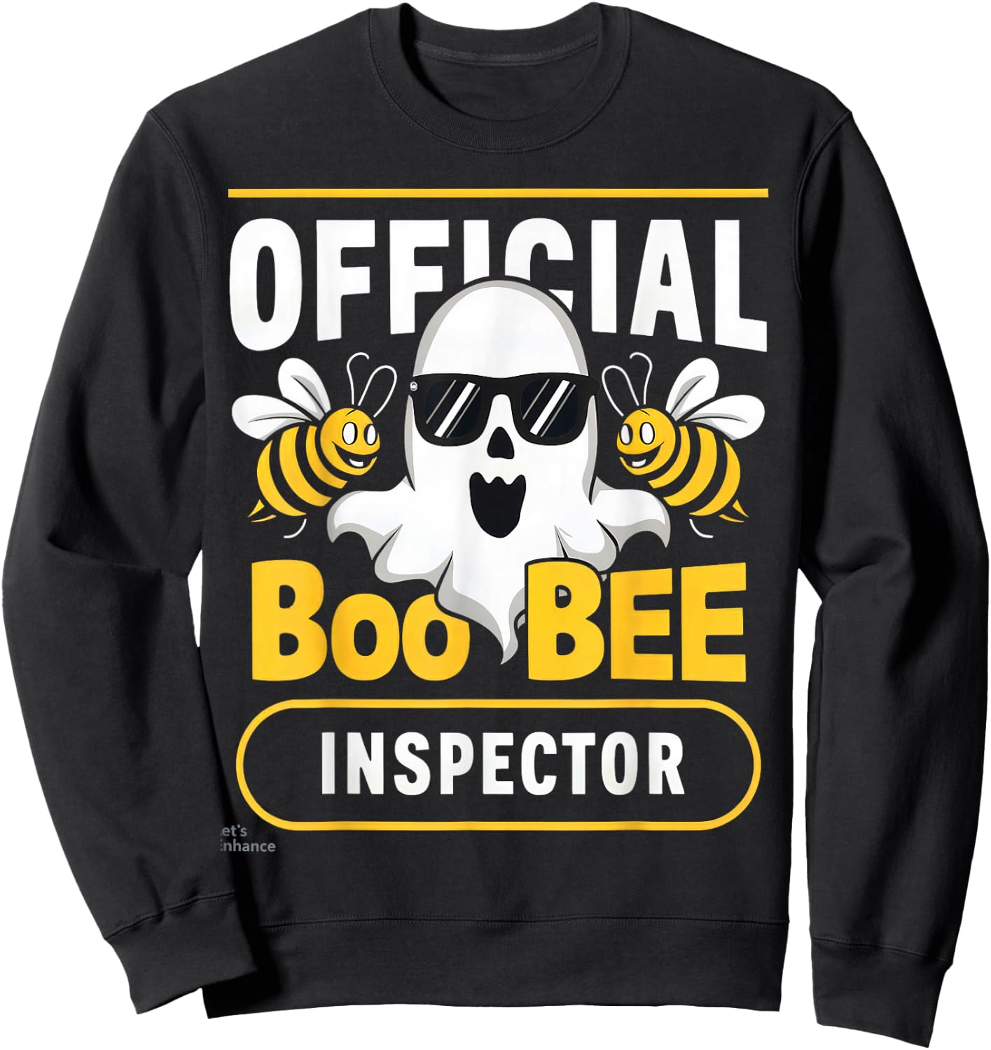 Official Boo Bee Inspector Halloween Humor Funny Ghost Sweatshirt - Sweatshirt | Black