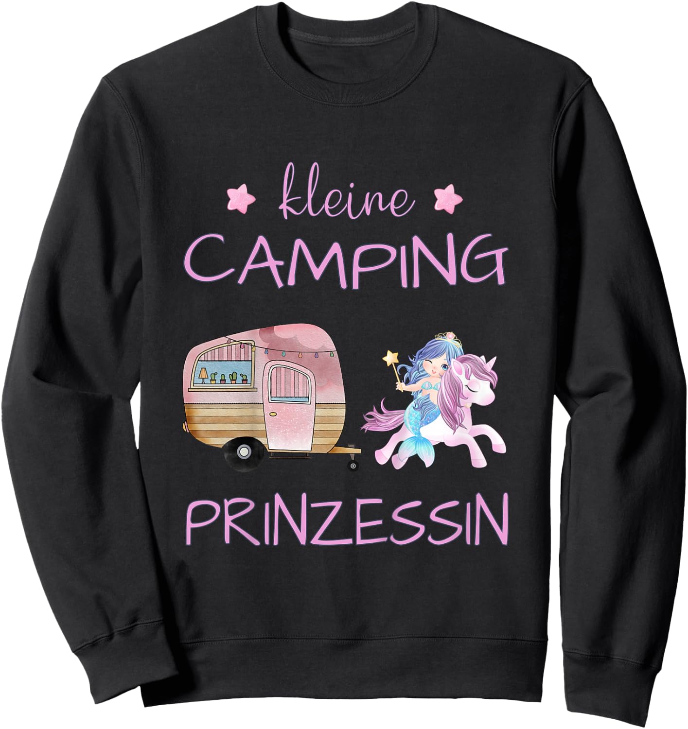 Kleine Camping Prinzessin - Einhorn Meerjungfrau Mädchen Sweatshirt - Sweatshirt | Black