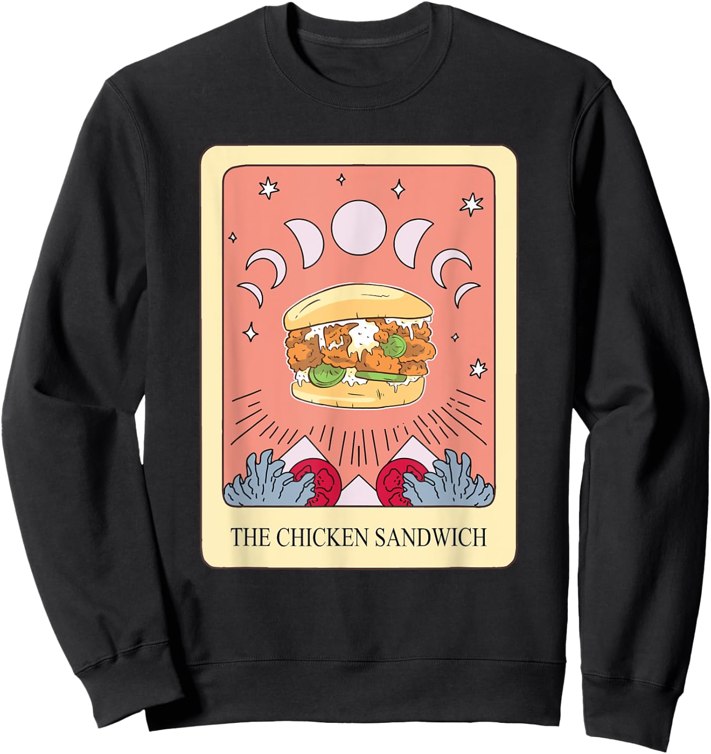 Chicken Sandwich Tarot Card Shirt Funny Chicken Burger Sweatshirt - Sweatshirt | Black