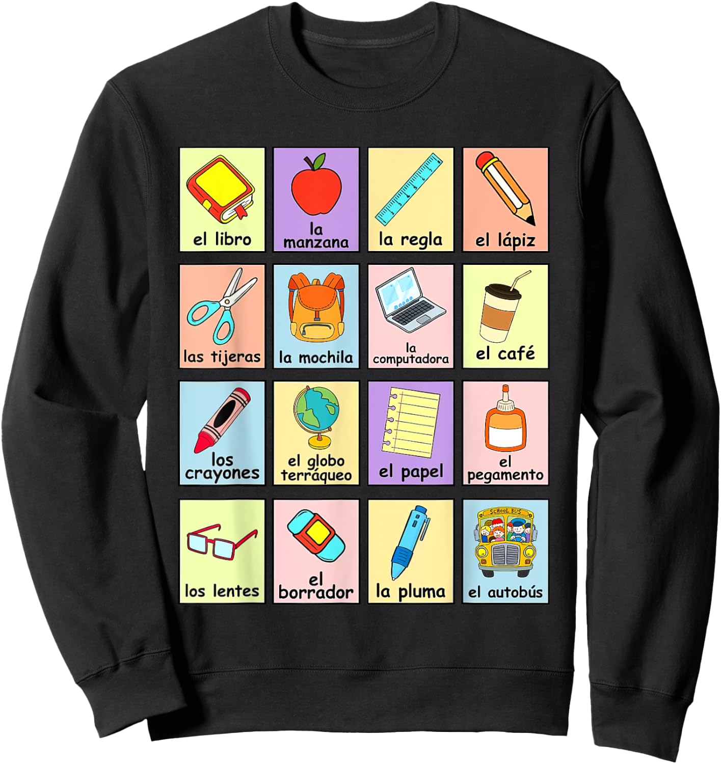 Dual Language Crew Bilingual Spanish Teacher Back to School Women Sweatshirt - Sweatshirt | Black