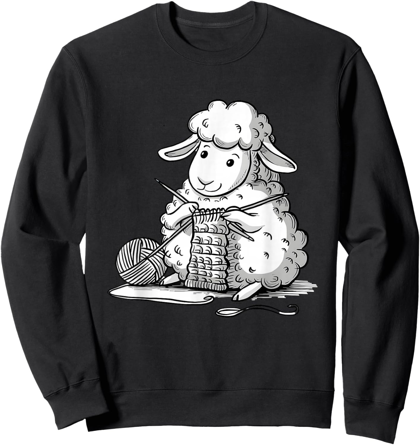 Knitting Sheep Adorable Crafting Art Sweatshirt - Sweatshirt | Black