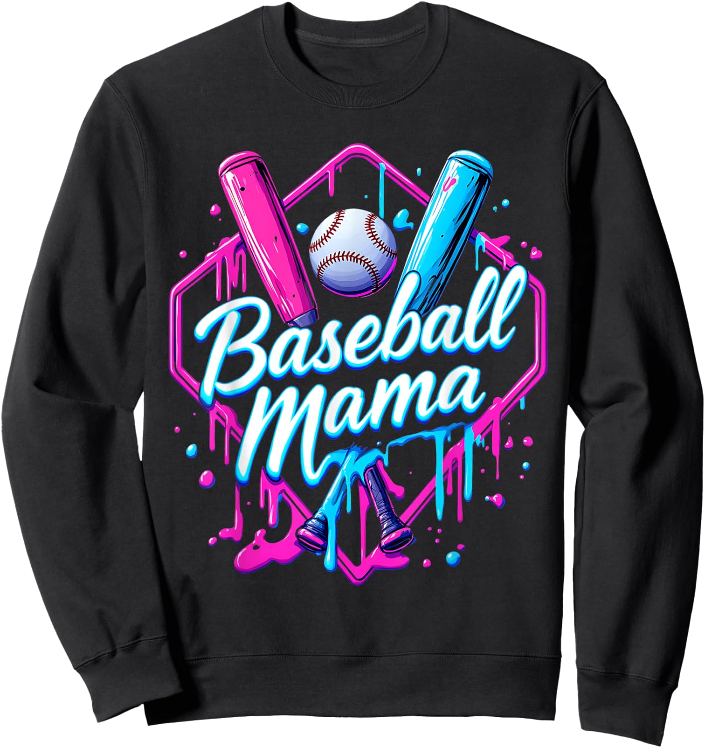 Funny Baseball Ice Cream Drip for Cool Mama Sweatshirt - Sweatshirt | Black
