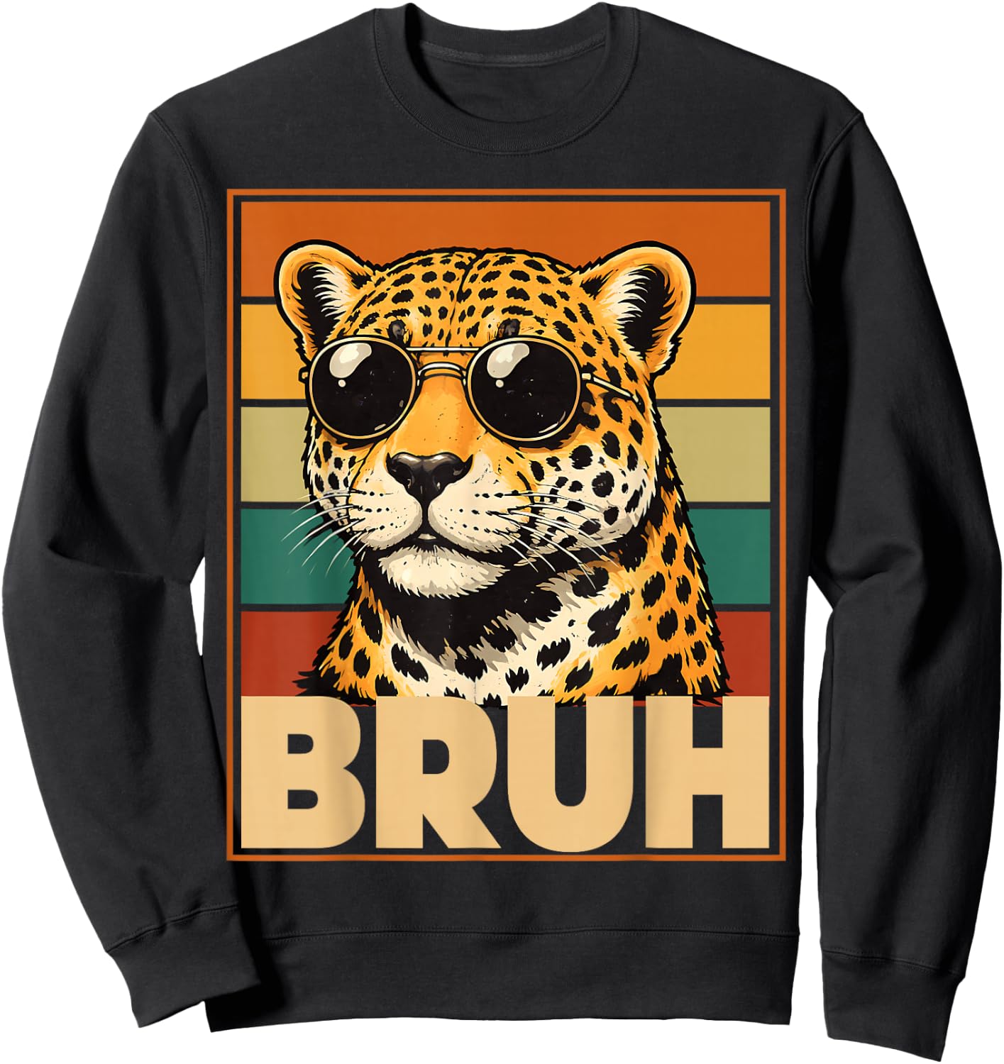 Bruh Cheetah Meme Men Boys Animal Print Kids Sweatshirt - Sweatshirt | Black