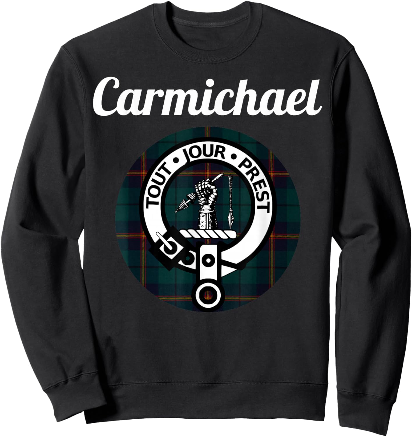 Carmichael Clan Scottish Name Coat of Arms Tartan Sweatshirt - Sweatshirt | Black