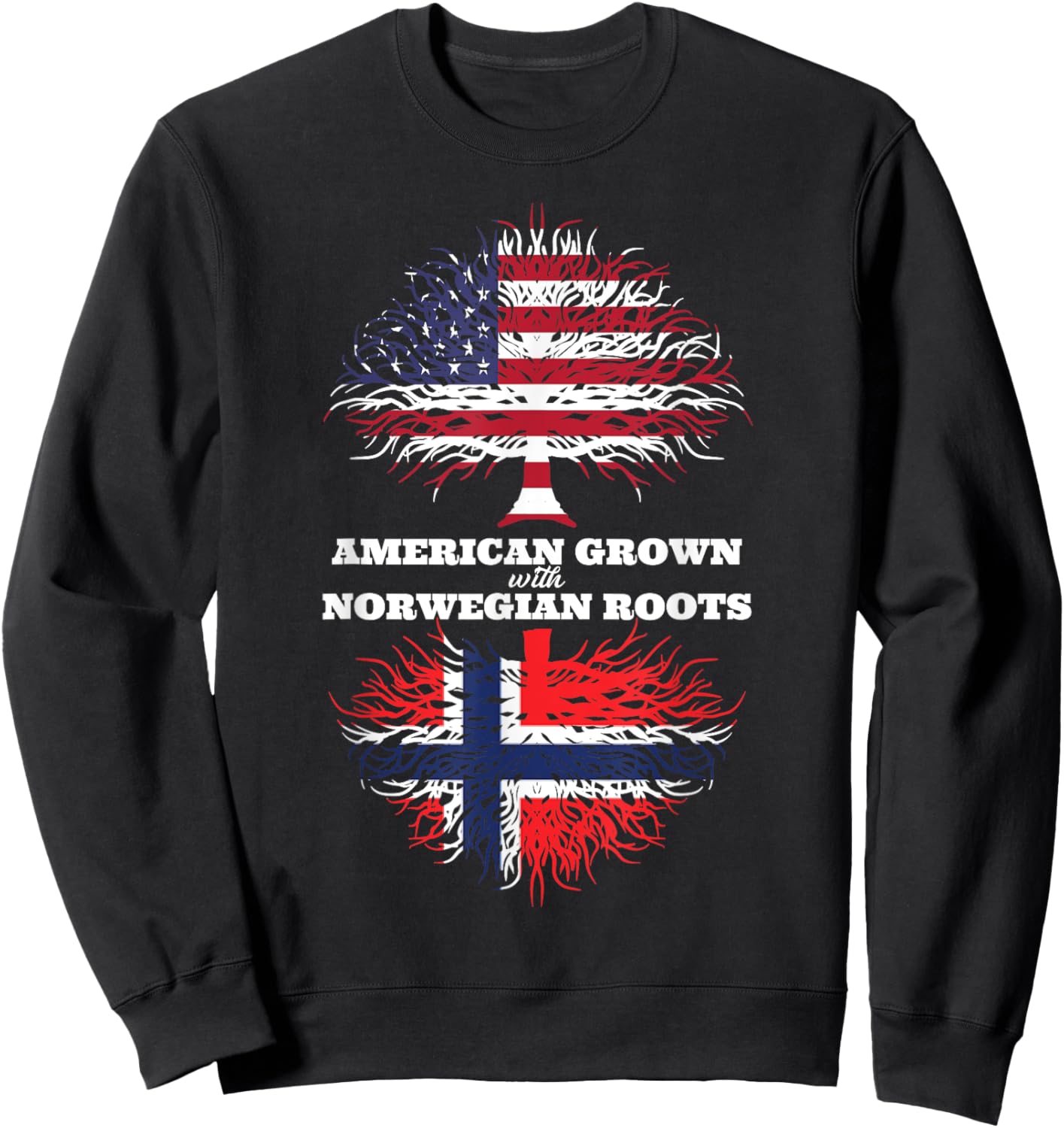 American Grown with Norwegian Roots Norway Sweatshirt - Sweatshirt | Black