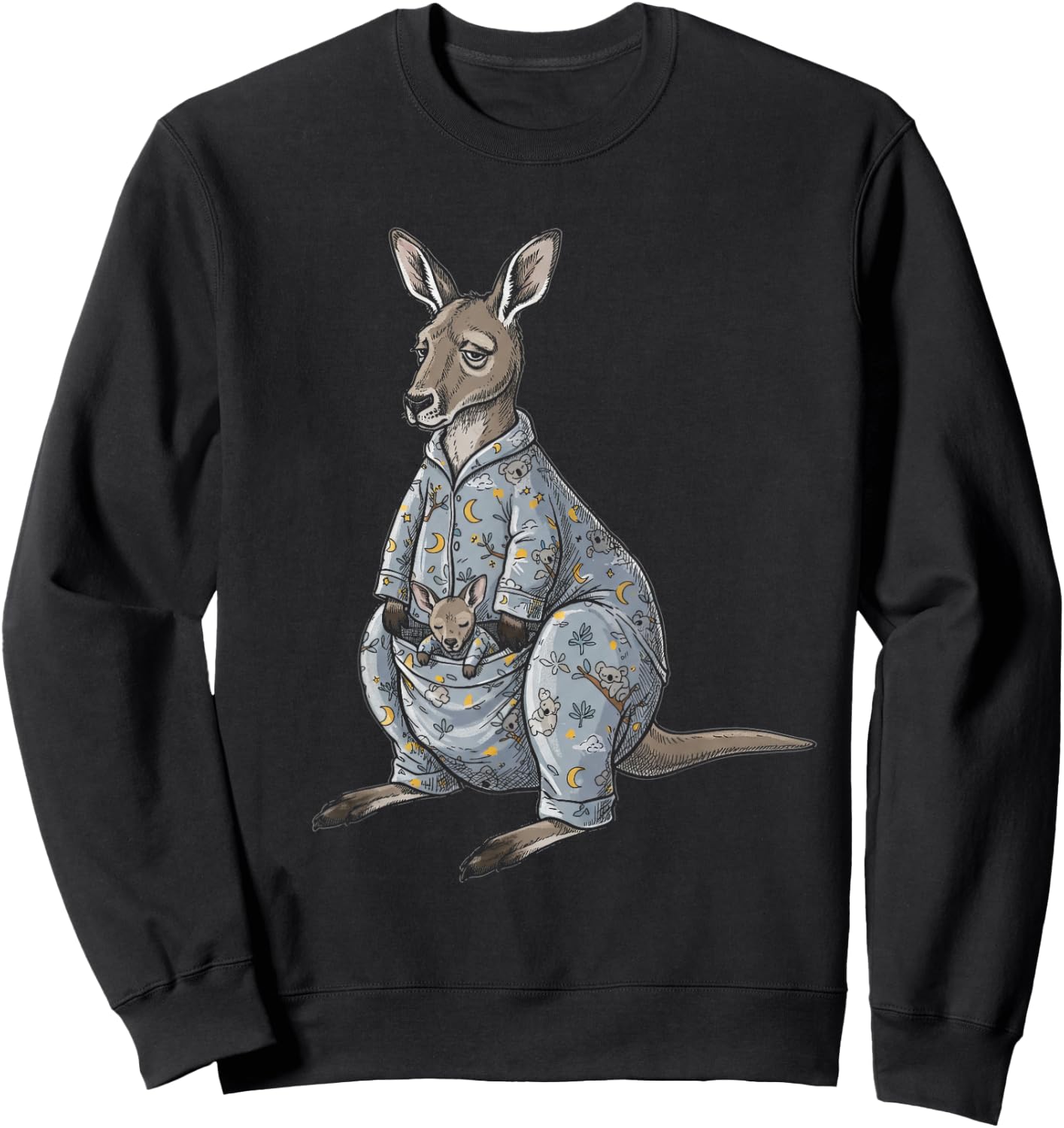 Funny Sleepy Kangaroo Pajama Women Men Kids Boys And Girls Sweatshirt - Sweatshirt | Black