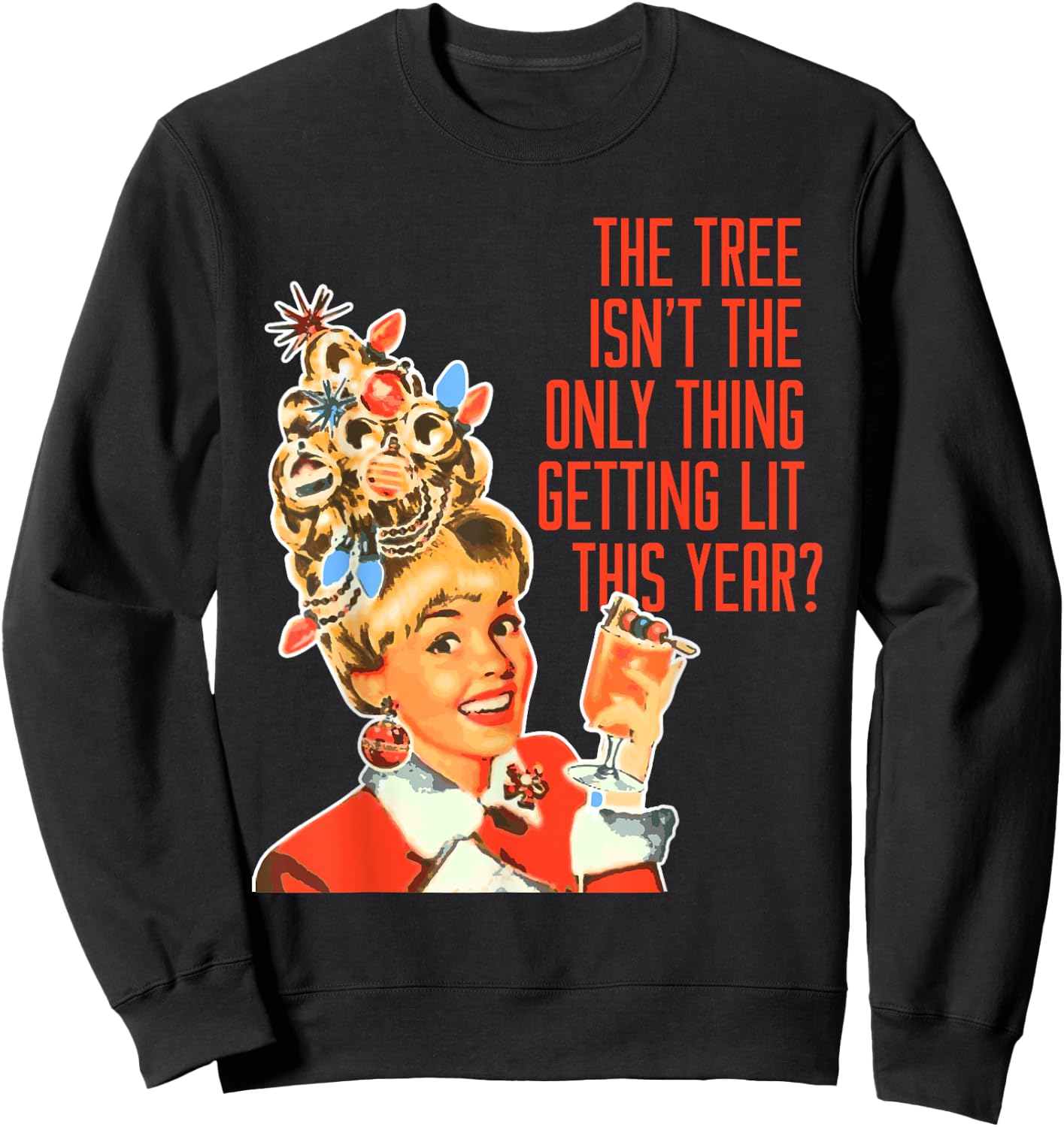 Getting Lit This Year Christmas Party Tree Gift Sweatshirt - Sweatshirt | Black