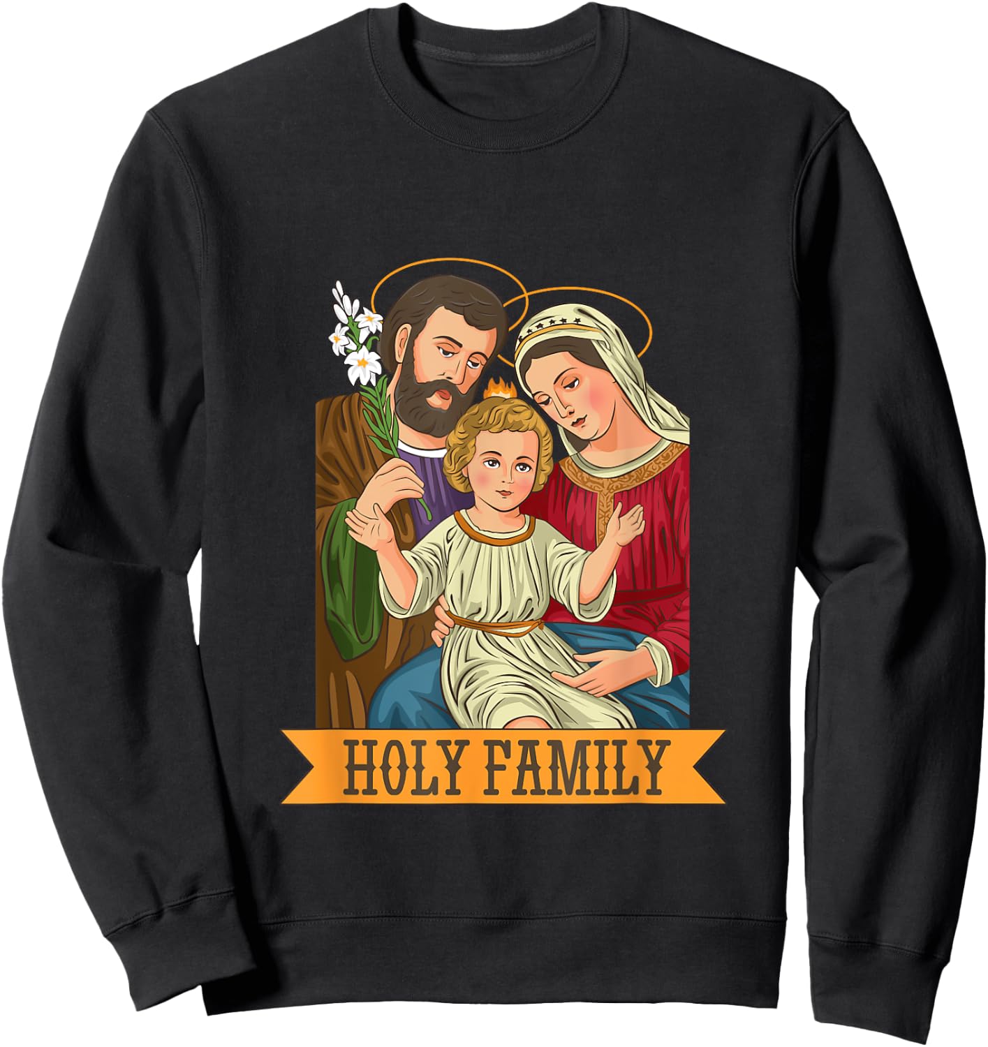 Jesus, Virgin Mary and St Joseph Sweatshirt - Sweatshirt | Black