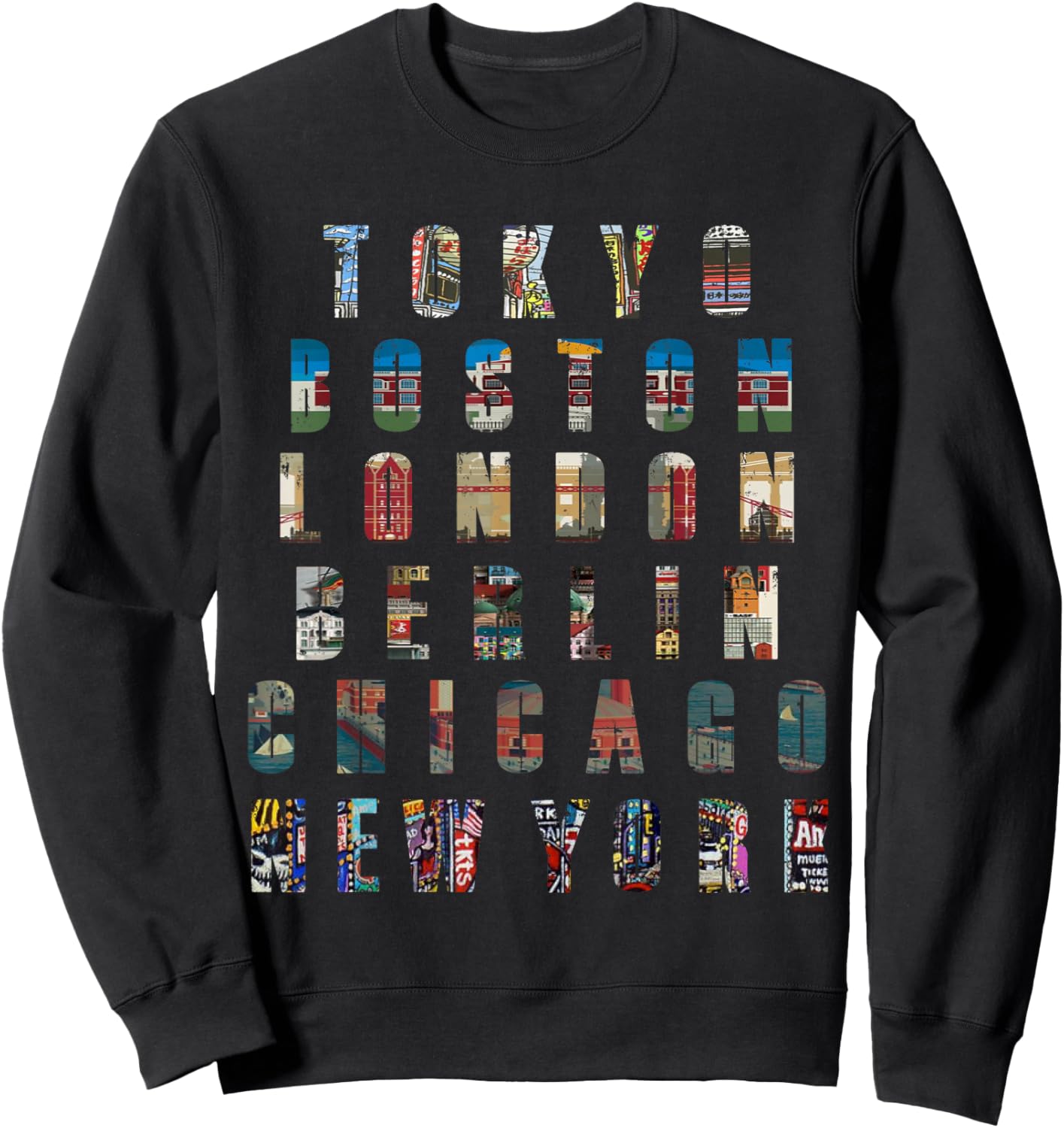 6 Stars World Marathon Running runners iconic city Sweatshirt - Sweatshirt | Black
