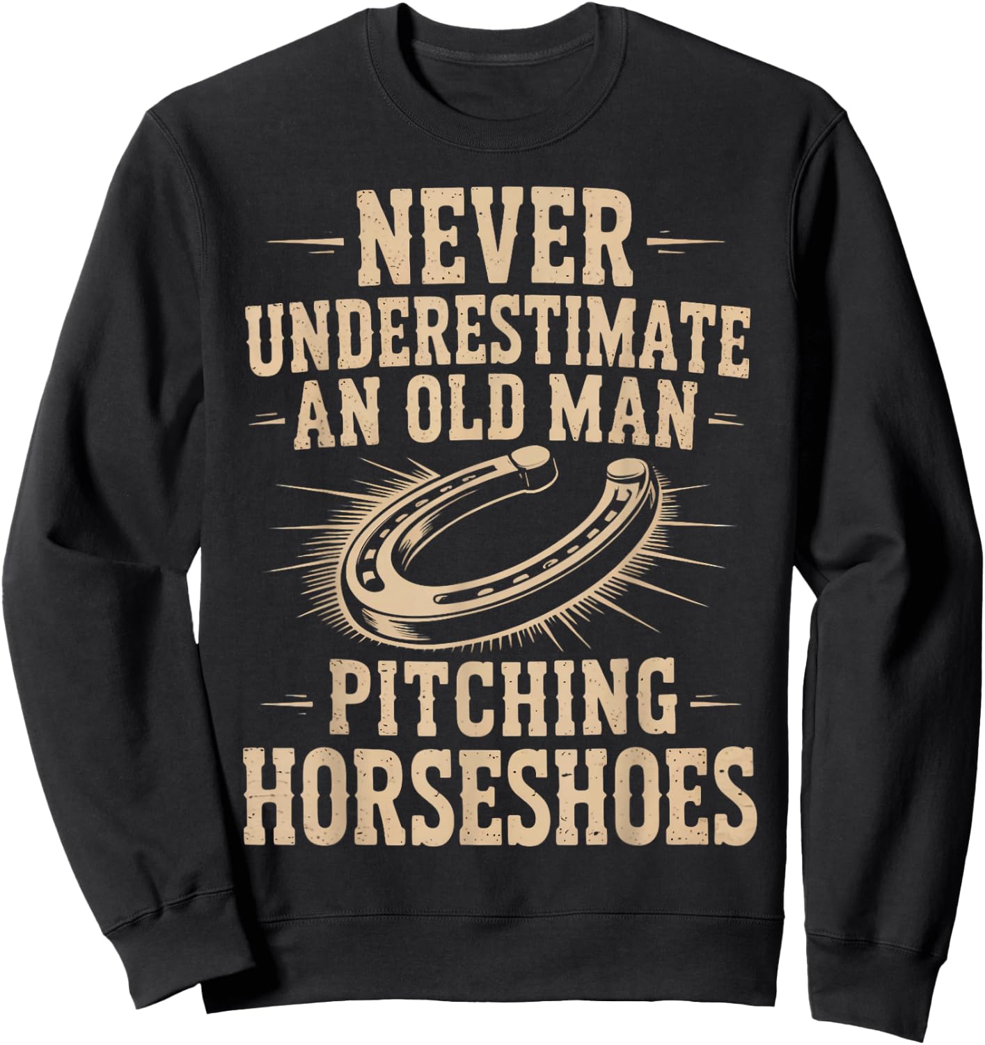 Old Man Pitching Horseshoes Game Ringer Horseshoe Pitching Sweatshirt - Sweatshirt | Black