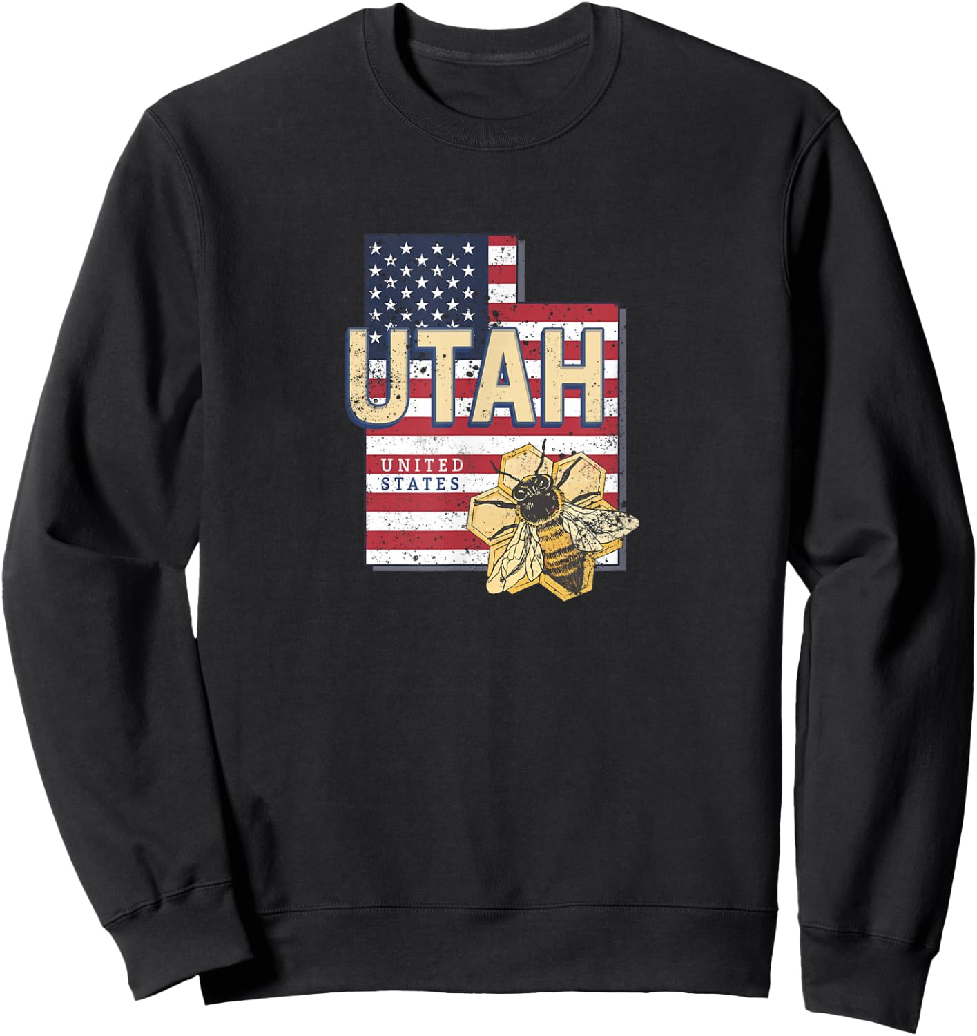 Utah with Bee United States retro map Vintage USA souvenir Sweatshirt - Sweatshirt | Black
