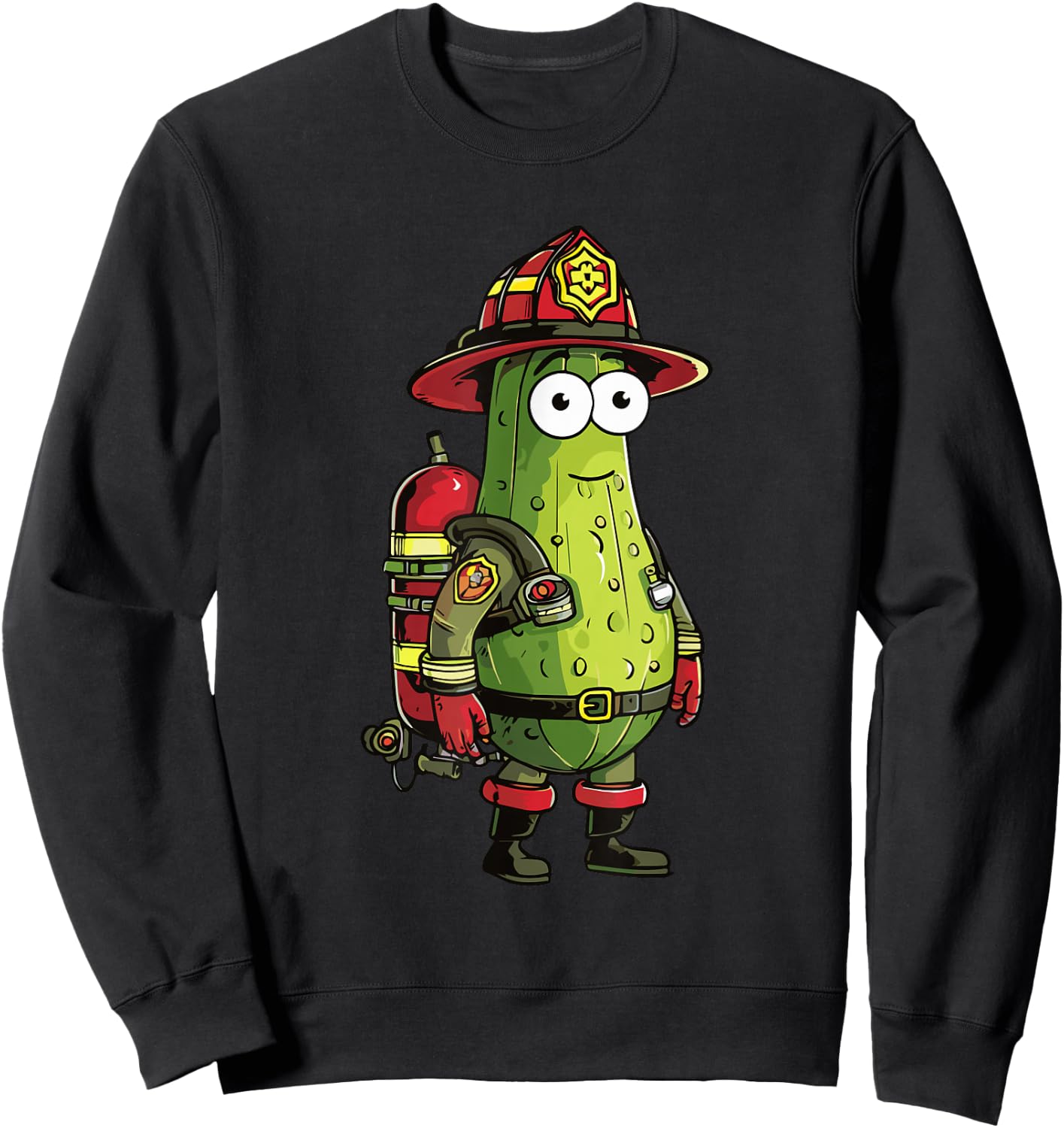 Pickle Fireman Uniform Firefighter Cucumber Sweatshirt - Sweatshirt | Black