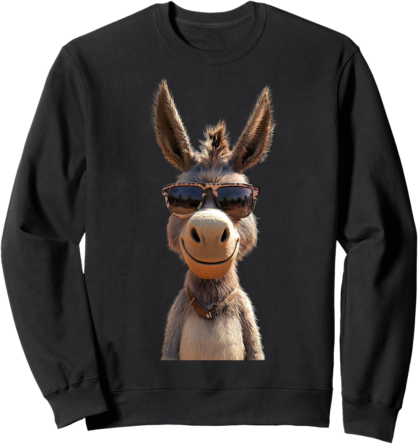 Donkey with Sunglasses Donkey Riding Cute Donkey Sweatshirt - Sweatshirt | Black