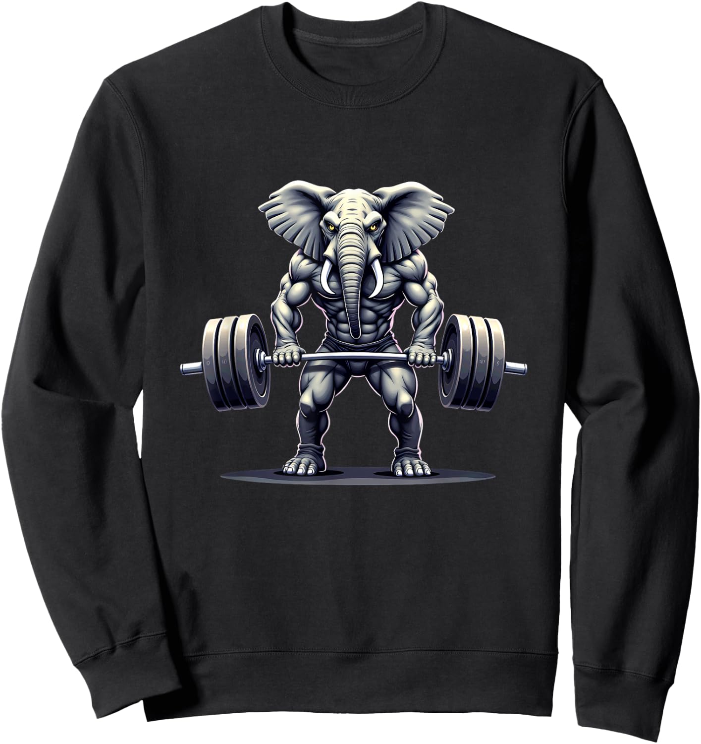 Workout Gym Elephant Deadlift Weightlifting Sweatshirt - Sweatshirt | Black
