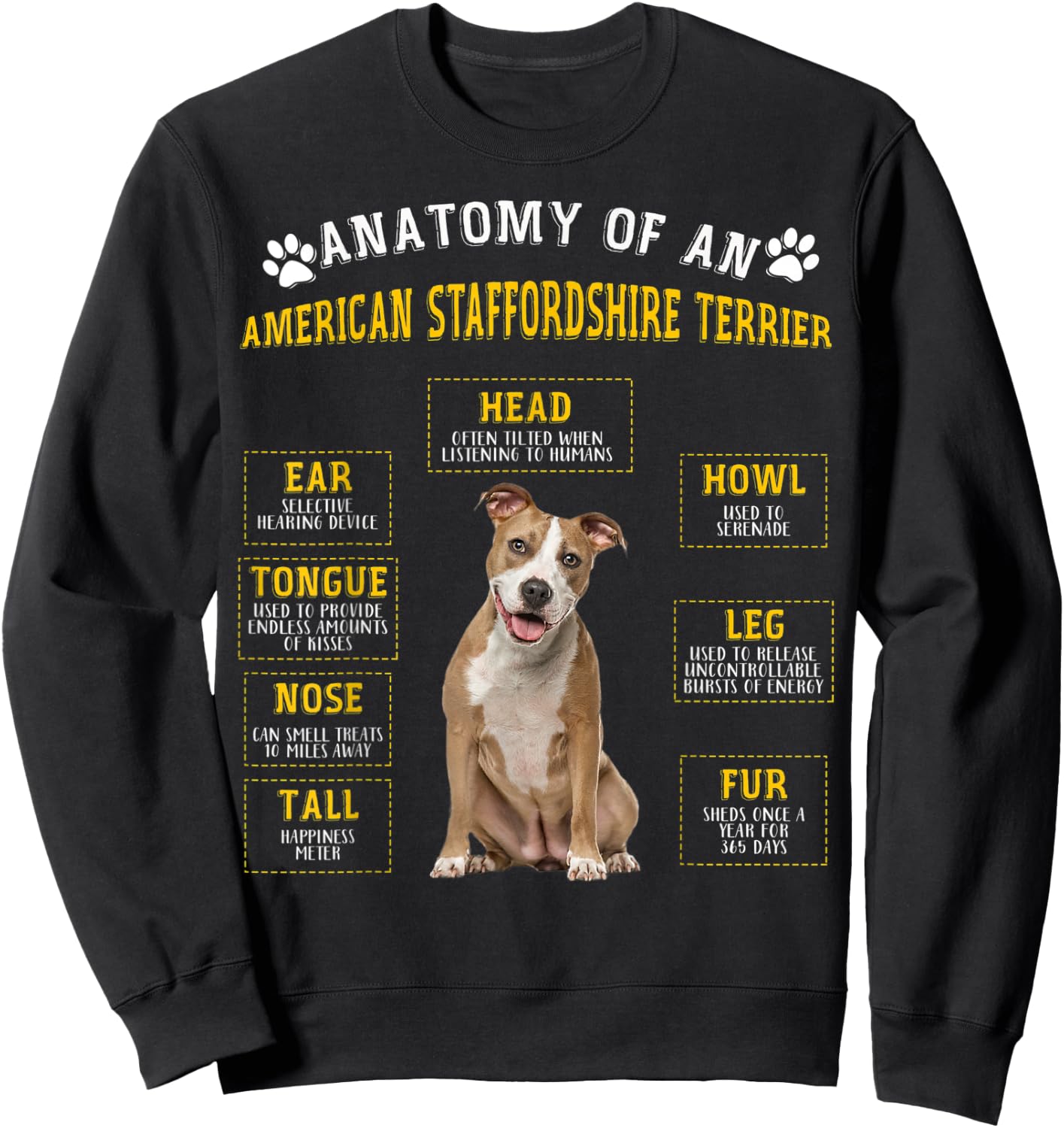 Lustige Anatomie AmStaff Geschenke für Frauen und Männer Sweatshirt - Sweatshirt | Black
