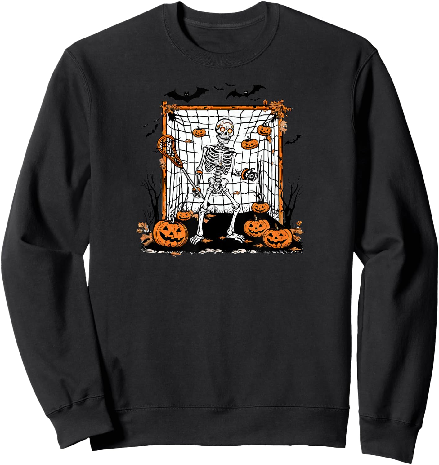 Halloween Lacrosse Skeleton Goalie Sweatshirt - Sweatshirt | Black