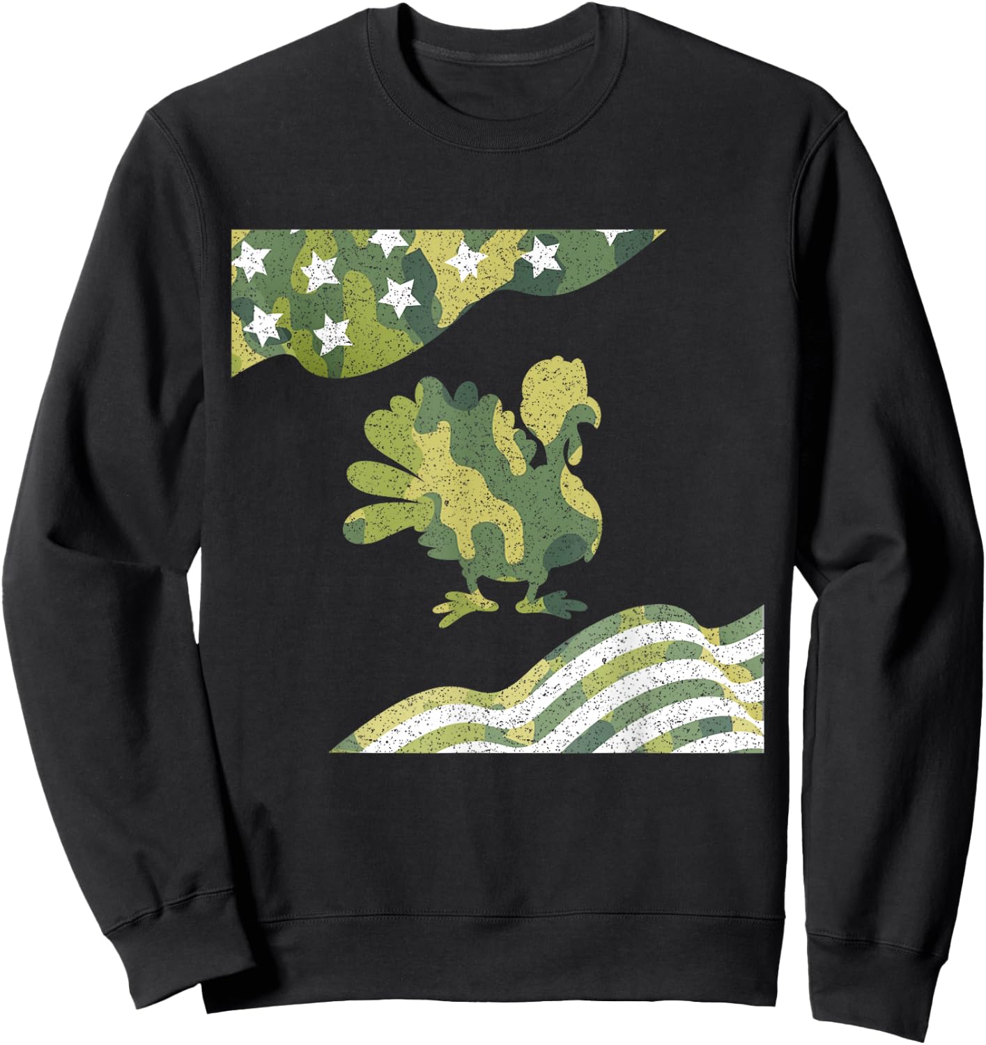 Thanksgiving Camo American Flag Turkey USA Hunting Day Men Sweatshirt - Sweatshirt | Black