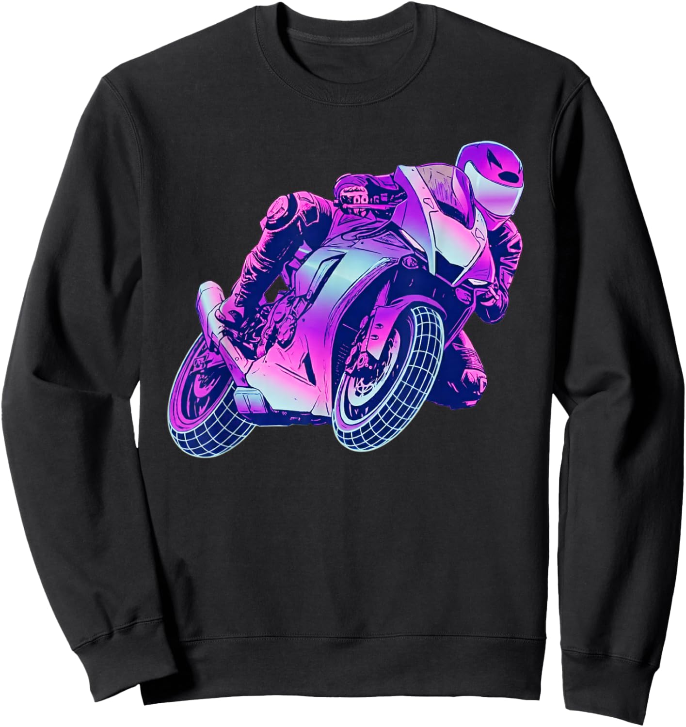 Retro 80er Jahre Synthwave Super Bike Motorrad Racer Sweatshirt - Sweatshirt | Black