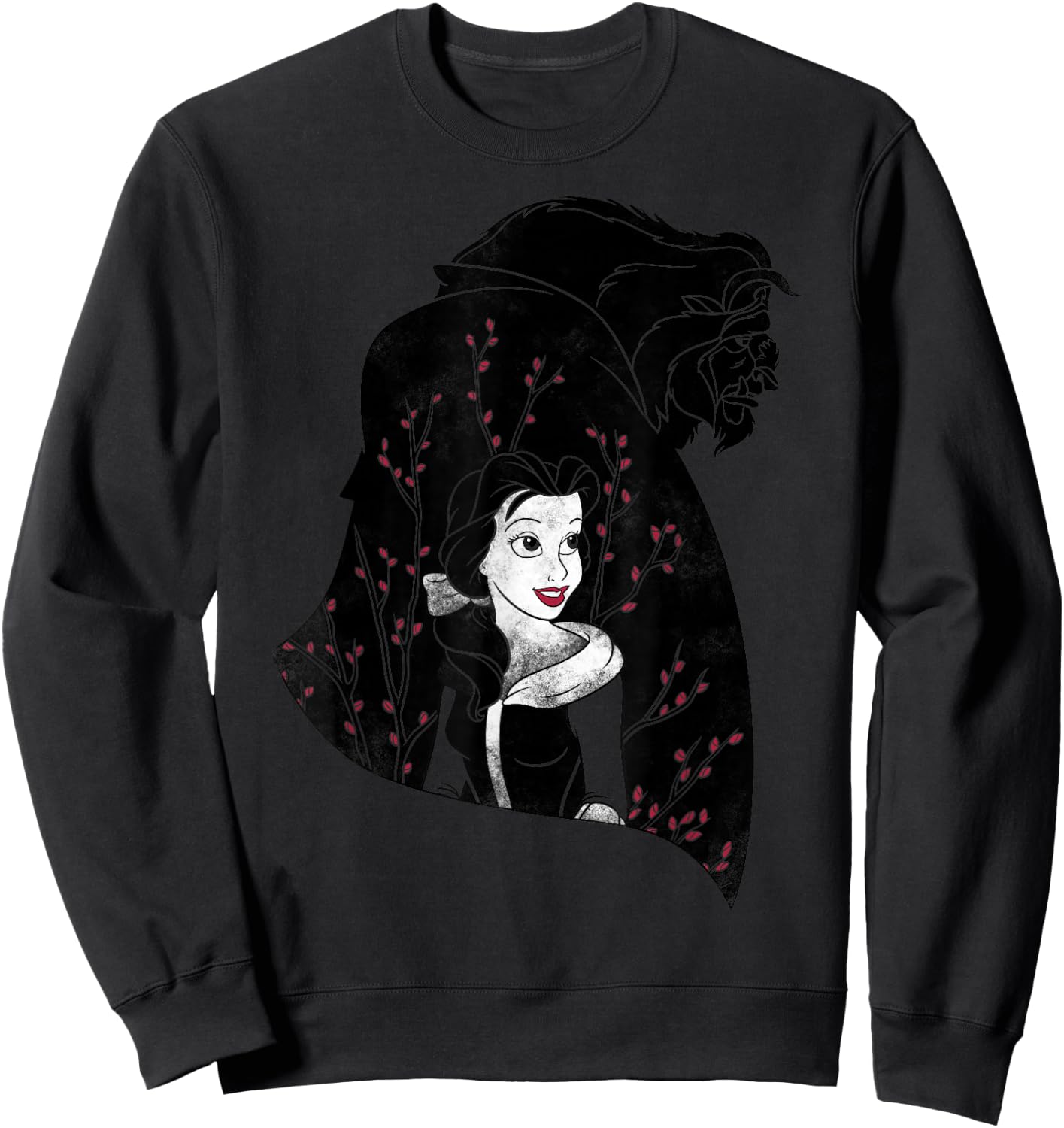 Disney Beauty And The Beast Floral Silhouette Sweatshirt - Sweatshirt | Black