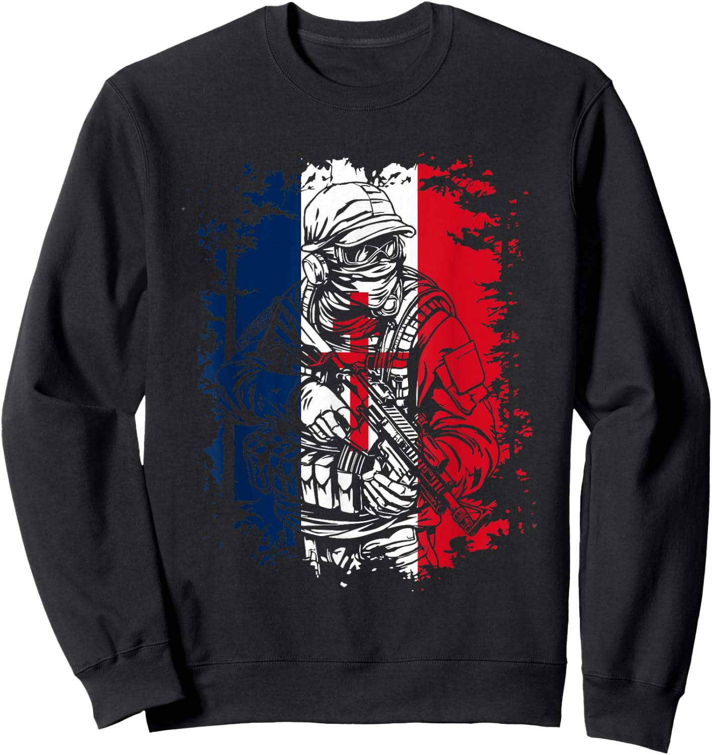 Soldier with French Flag and Cross of Lorraine , Black, S Sweatshirt - Sweatshirt | Black