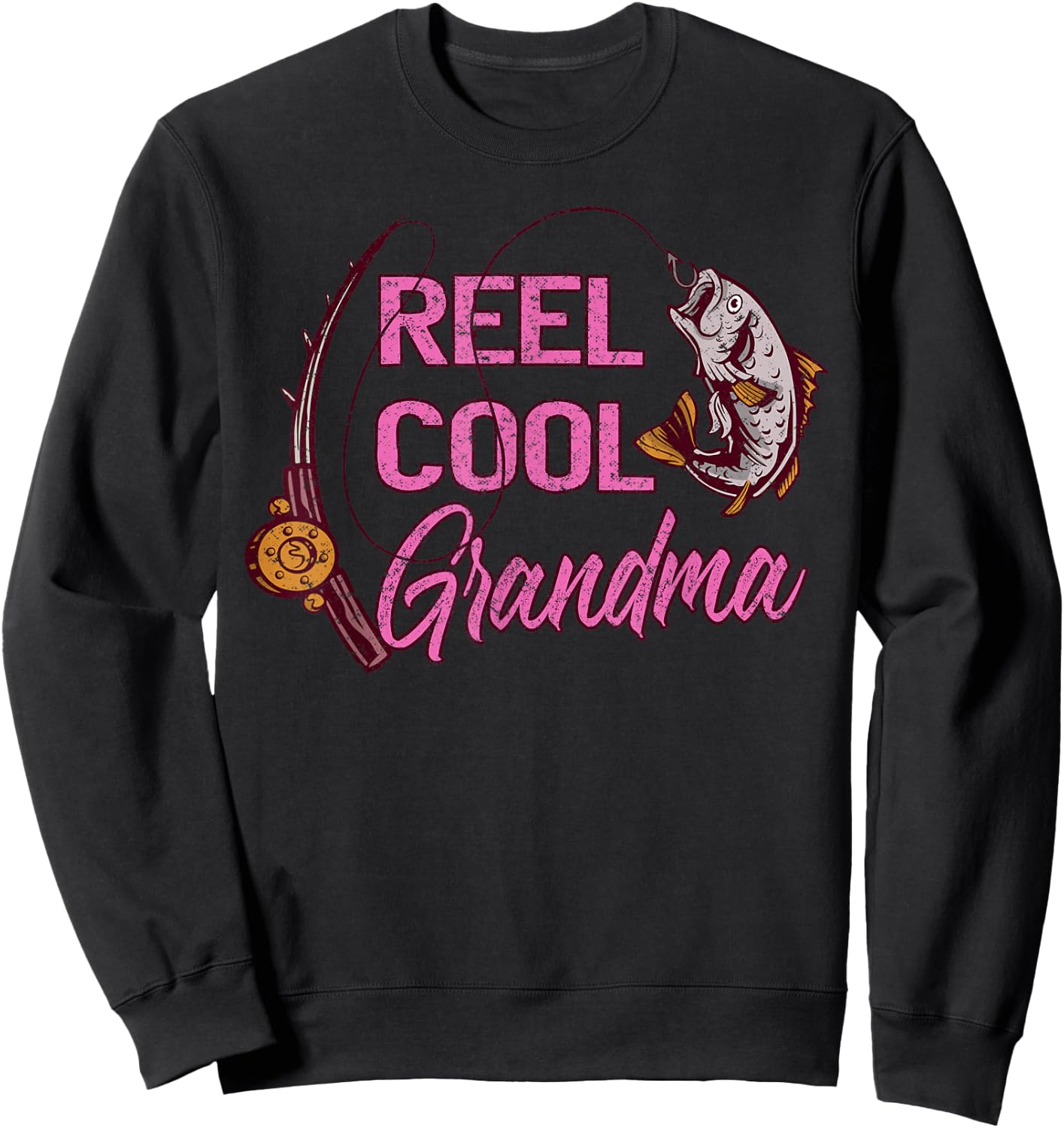 Reel Cool Grandma Woman Anglers Fishing Sweatshirt - Sweatshirt | Black