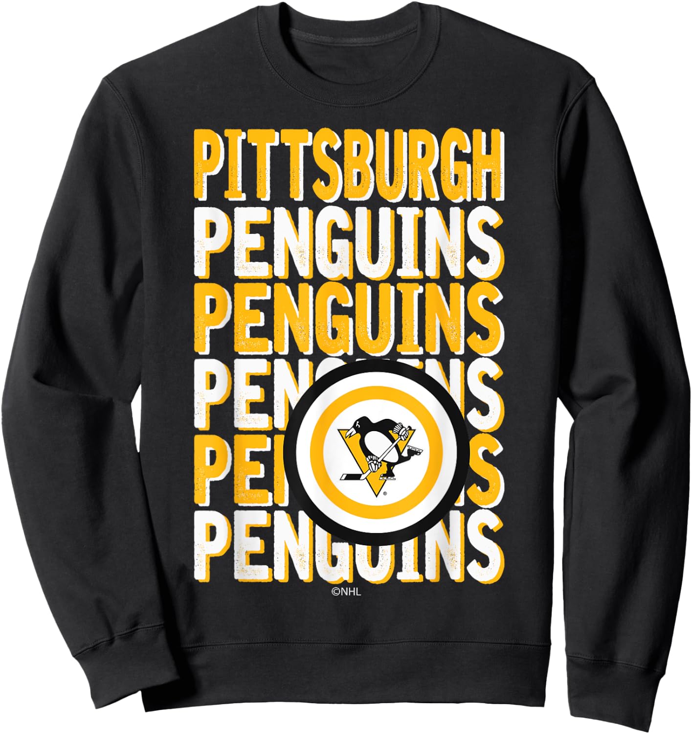 Pittsburgh Penguins Repeat Dark Heather Officially Licensed Sweatshirt - Sweatshirt | Black
