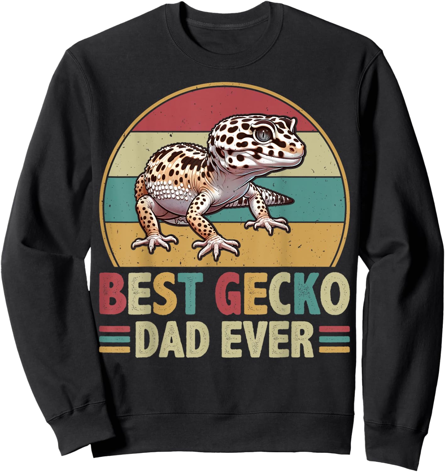Best Gecko Dad Ever - Retro Leopard Gecko Lover Father's Day Sweatshirt - Sweatshirt | Black