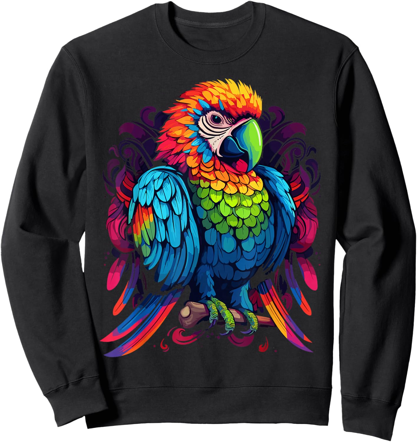 Colourful Parrot Sweatshirt - Sweatshirt | Black