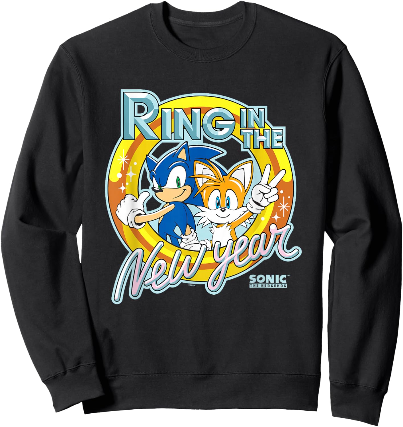 Sonic The Hedgehog New Years Ring In The New Year Vintage Sweatshirt - Sweatshirt | Black