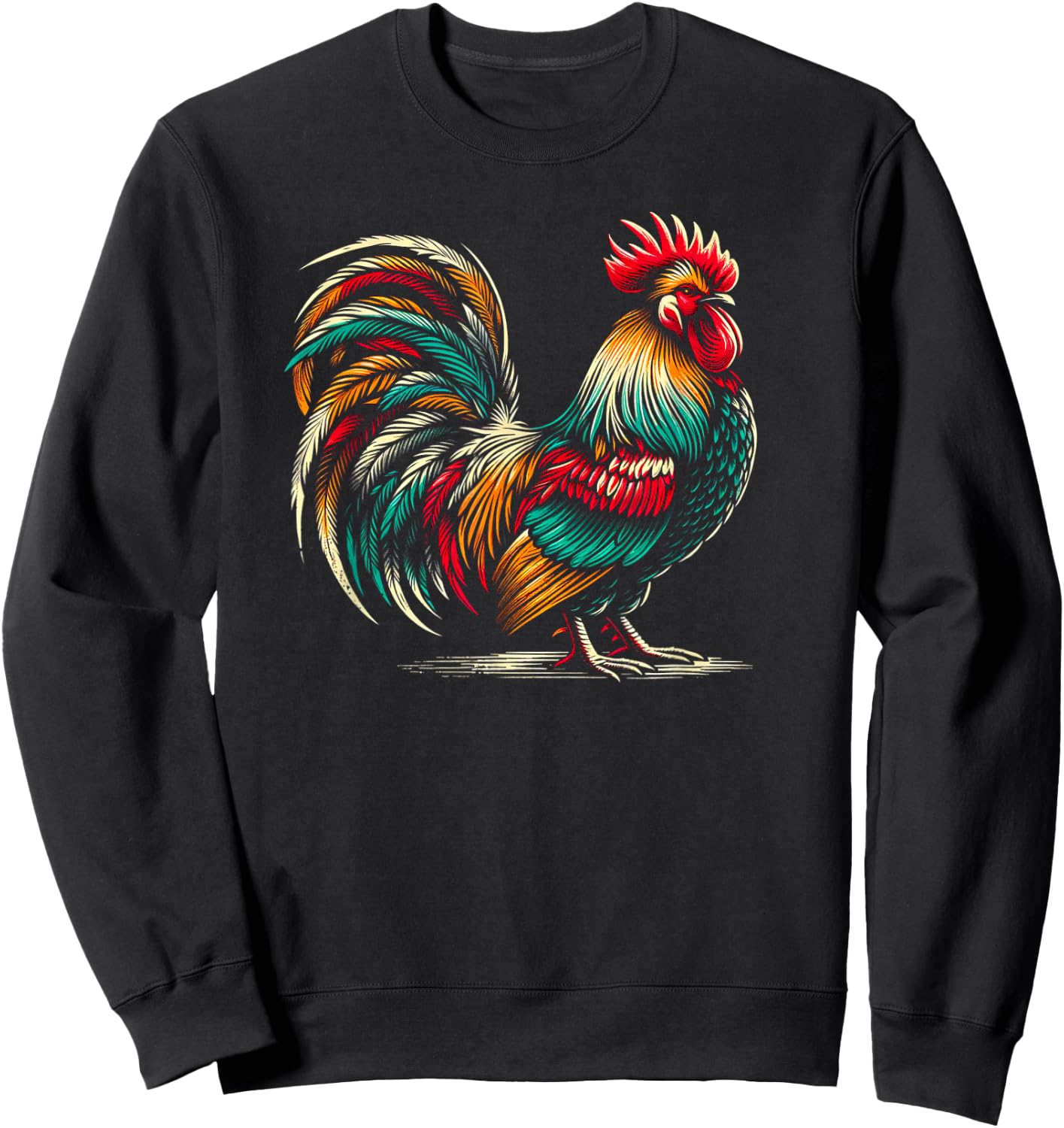 Colorful Rooster Sweatshirt - Sweatshirt | Black