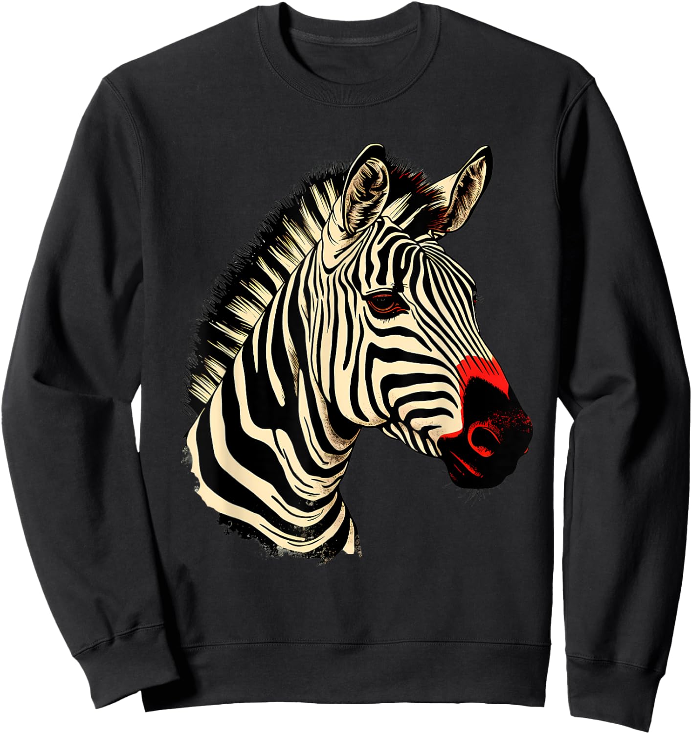 Zebra Portrait Artwork Wildlife Safari Nature Animal Art Sweatshirt - Sweatshirt | Black