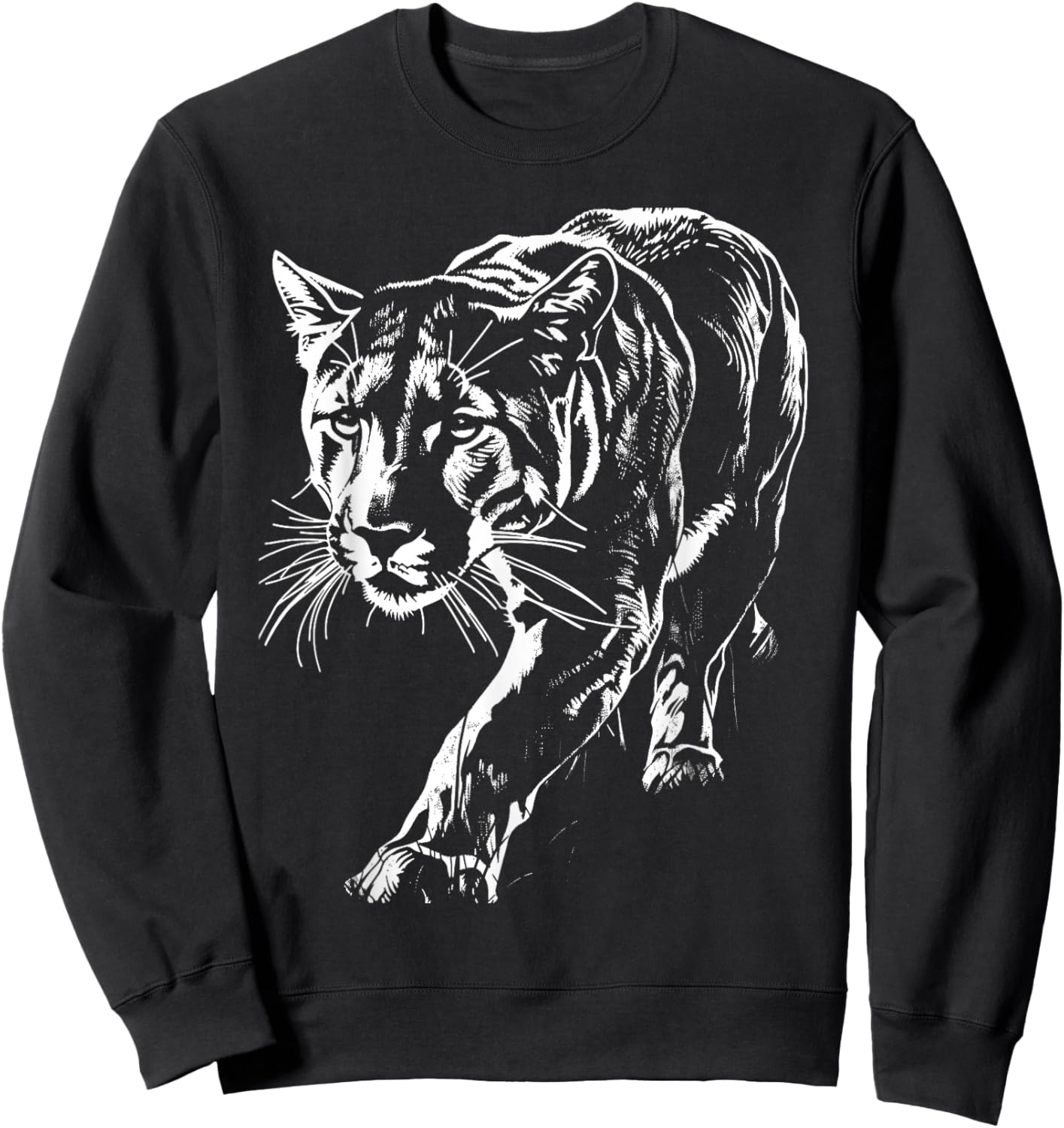 Cougar Face Cougars Mountain Lion Big Cat Animal Vintage Sweatshirt - Sweatshirt | Black