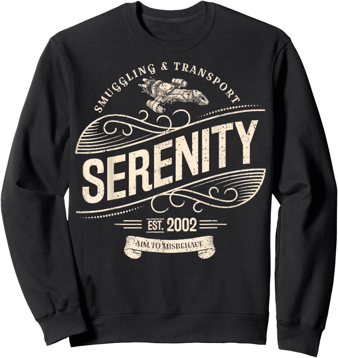 Vintage Serenity Smuggling and Transport Firefly Sweatshirt - Sweatshirt | Black
