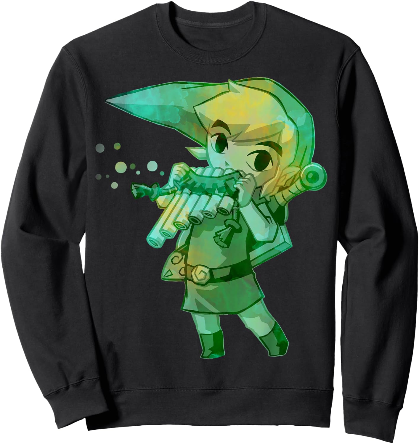 Nintendo Legend of Zelda Link Playing Music Portrait Sweatshirt - Sweatshirt | Black