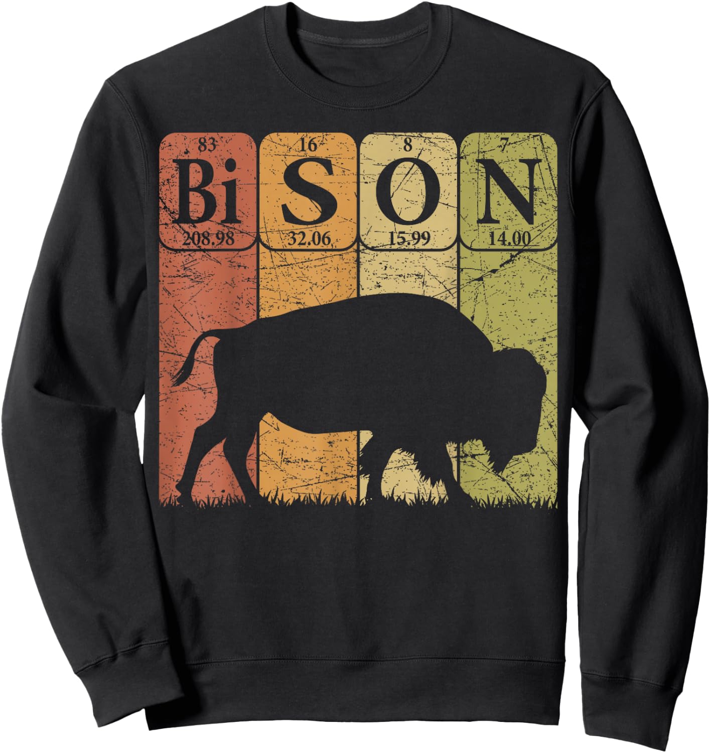 American Bison Periodic Table Elements Buffalo Retro Sweatshirt - Sweatshirt | Black