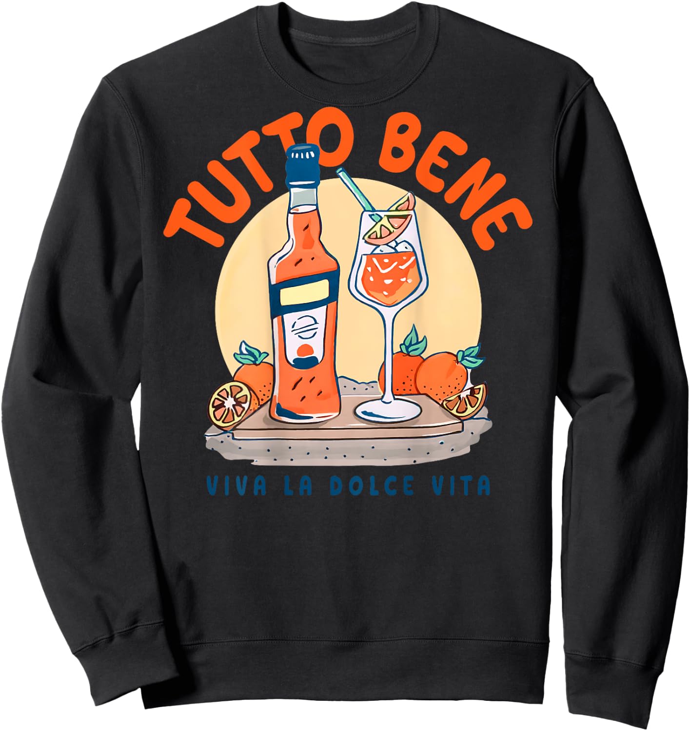 TUTTO BENE X VIVA LA DOLCE VITA APEROIL SPRITZ CLUB BACK , White Sweatshirt - Sweatshirt | Black