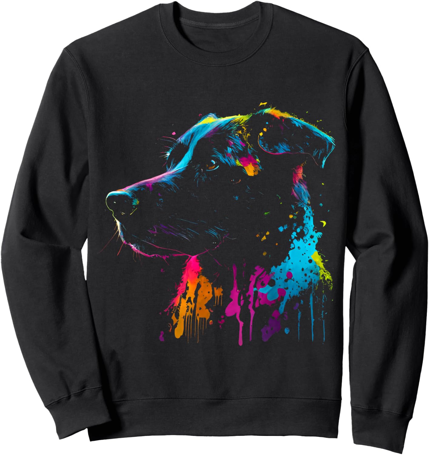 Borador Dog Painting Watercolor Paint Colorful Mom Dad Sweatshirt - Sweatshirt | Black