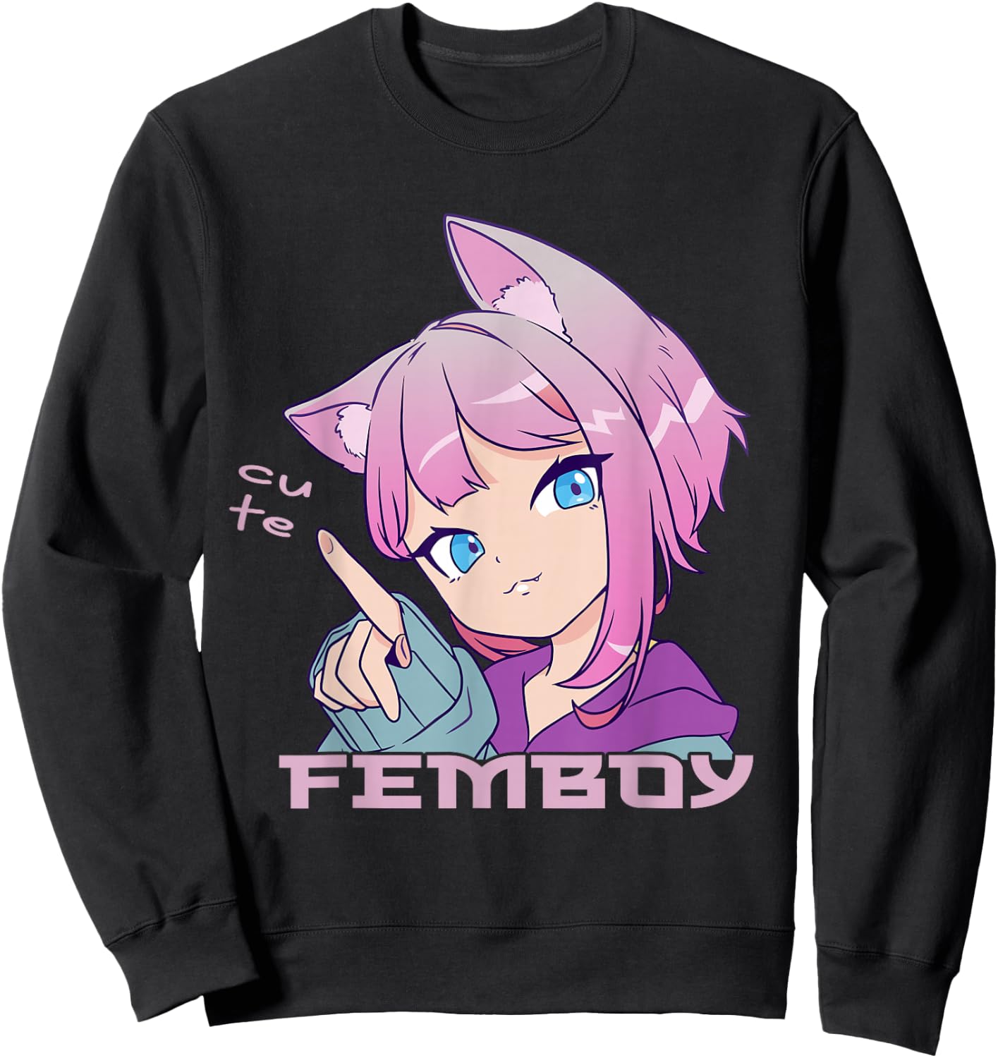 Femboy Anime Neko Femboy Anime Süßer Femboy Sweatshirt - Sweatshirt | Black