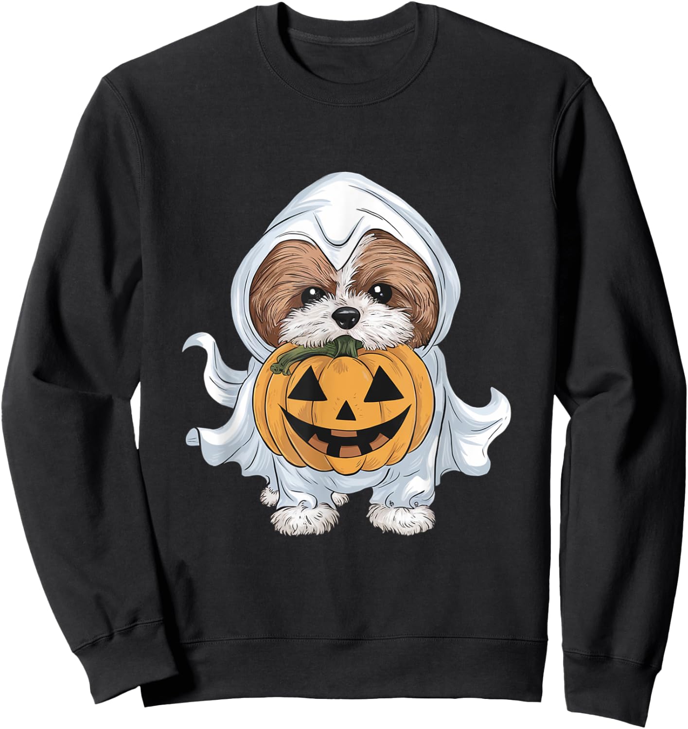 Shih Tzu Ghost Dog Halloween Sweatshirt - Sweatshirt | Black