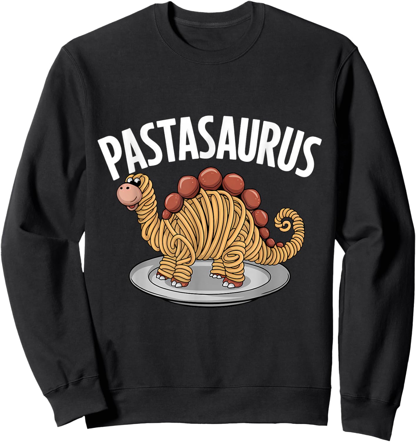 Spaghetti Pasta Dinosaur T-Rex Italian Food Sweatshirt - Sweatshirt | Black