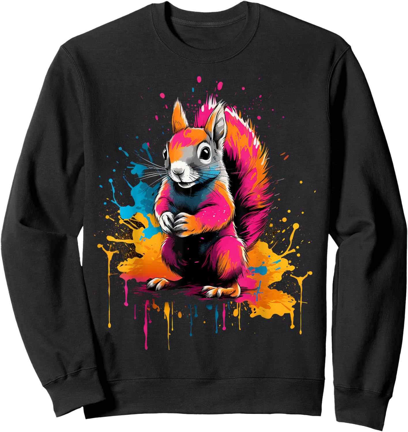 Cooles Eichhörnchen auf bunt bemaltem Eichhörnchen Sweatshirt - Sweatshirt | Black