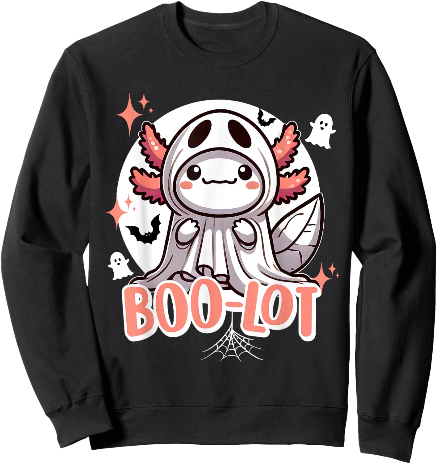 Boo-Lot Adorable Axolotl Halloween Ghost Sweatshirt - Sweatshirt | Black